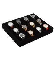 Tokyo Model Süet Kumaş Siyah Renk 34/24 Cm Yastıklı Çekmece Içi Saat Ve Takı Kutusu (A.Siyah)