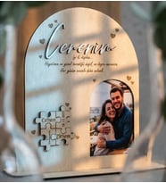 Kişiye Özel Ahşap Fotoğraflı Doğum Günü Hediyesi – İsimli Puzzle Tasarımlı Romantik Çerçeve