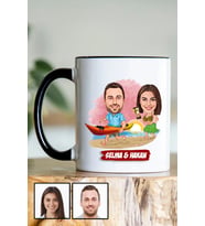 Sevgiliye Hediye Yaz Temalı Karikatürlü Siyah Kupa Bardak