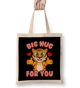 Cute & Funny Big Hug For You Adorable Baby Tiger Bez Çanta Uzun Saplı