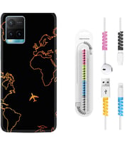 Vivo Y11S Y21S Y20 Y20S Y70 Kılıf Kablo Koruma Spiral Silikon Harita ve Uçak 1777