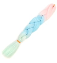 Simli Şeker Pembe / Açık Mavi / Su Yeşili Ombreli Örgülük Saç 100 Gr.