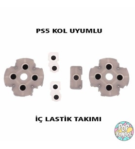 Playstation 5 Kol İç Lastik Takımı 5 Parça Silikon PS5 Kol Tamir PS5 Lastik Yedek Parça (Gri)