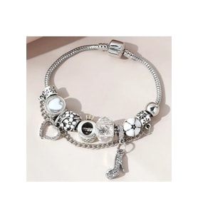 Crystal Stiletto Kraliçe Quenn Aşk , Sevgi Charmlı Bileklik, Ahşap Kutu İçerisinde