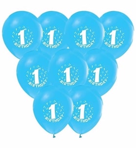 1 Yaş Baskılı Mavi Balon 25 Adet ( Balonlar Sönüktür)