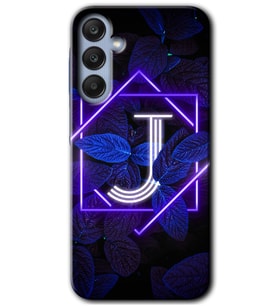 Galaxy A25 Kılıf HD Desen Baskılı Kılıf - Dark Neon Yaprak J Harfi