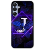 Galaxy A25 Kılıf HD Desen Baskılı Kılıf - Dark Neon Yaprak J Harfi