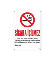 Uyarı Levhaları ''sigara Içilmez''a4 Pvc 21x30cm (Çok Renkli)
