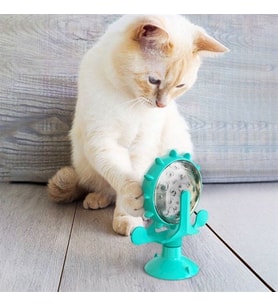 Vantuzlu Zilli İnteraktif Dönebilen Mama Kaplı Renkli Eğlenceli Eğitici Kedi Oyuncağı (5343)
