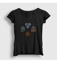 Presmono Kadın Siyah Symbols Anime Avatar The Last Airbender T-Shirt 262673tt