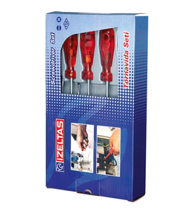 İzeltaş 4100 Düz Tornavida Takımı 8 Parça Kraft