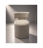 Yuvarlak Sırtlıklı Dekoratif Oturma Pufu 50x70 cm