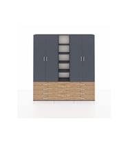 Arges Dolap 9 Raflı 10 Çekmeceli 2 Askılı 220x30x243 Antrasit-Antrasit/Çam