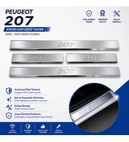 Peugeot 207 Krom Kapı Eşiği Takımı 2006-2012 Paslanmaz Çelik