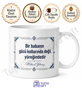 En Güçlü Baba Yazılı Kupa Bardak Babalar Günü Özel Tasarım Hediye