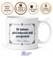 En Güçlü Baba Yazılı Kupa Bardak Babalar Günü Özel Tasarım Hediye