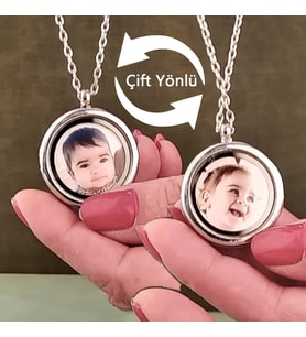 Kişiye Özel Resimli Çift Yönlü Fotoğraflı Kadın Kolye Takı