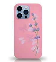 Apple iPhone 13 Pro Max  Lansman Kılıf Lavanta-Kelebek Tasarımlı Altı Kapalı İçi Kadife Kaplı  Kapak (Şeffaf)