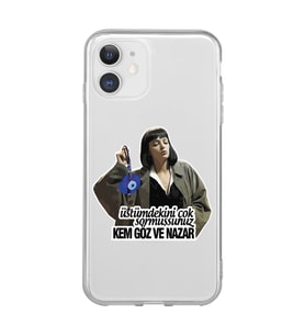 Iphone 11 Uyumlu Kem Göz ve Nazar Tasarımlı Şeffaf Telefon Kılıfı