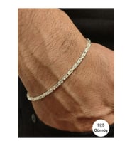 925 Ayar Gümüş 2.5 mm Parlak Kare Kral Erkek Gümüş Bileklik