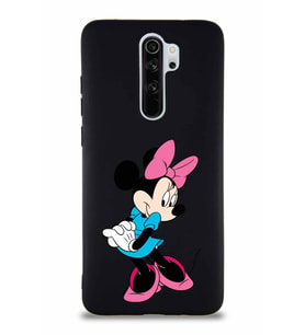 Xiaomi Redmi Note 8 Pro Soft Premier Kapak Minnie Mouse-F Tasarımlı Silikon Kılıf - Siyah (Şeffaf)