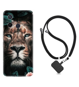 Xiaomi Redmi 12C Kılıf Resimli Boyun Askılı İpli Desenli Silikon Leon Flowers 1333