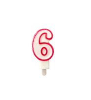 Altı Rakamlı Doğum Günü Pasta Mumu ( 7X3 cm) - Sayılı Mum - Pasta Süsü 