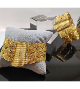 22 AYAR ALTINKAPLAMA KADIN GOLD ÖZEL TASARIM TRABZON 2 SIRA ÖRGÜ KELEPÇE
