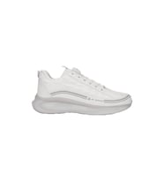 Günlük Erkek Sneaker Bağcıklı Kalın Tabanlı  Süet Detaylı Spor Ayakkabı 2250 (Beyaz)