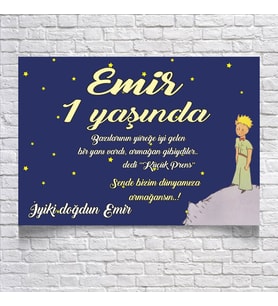 Küçük Prens Temalı Doğum Günü Afişi 35X50 cm Resimli