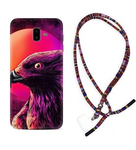 Samsung J6 Plus J7 Prime J7 Pro M20 Kılıf Boyun Asklı Rasta Silikon Red Eagle 1752