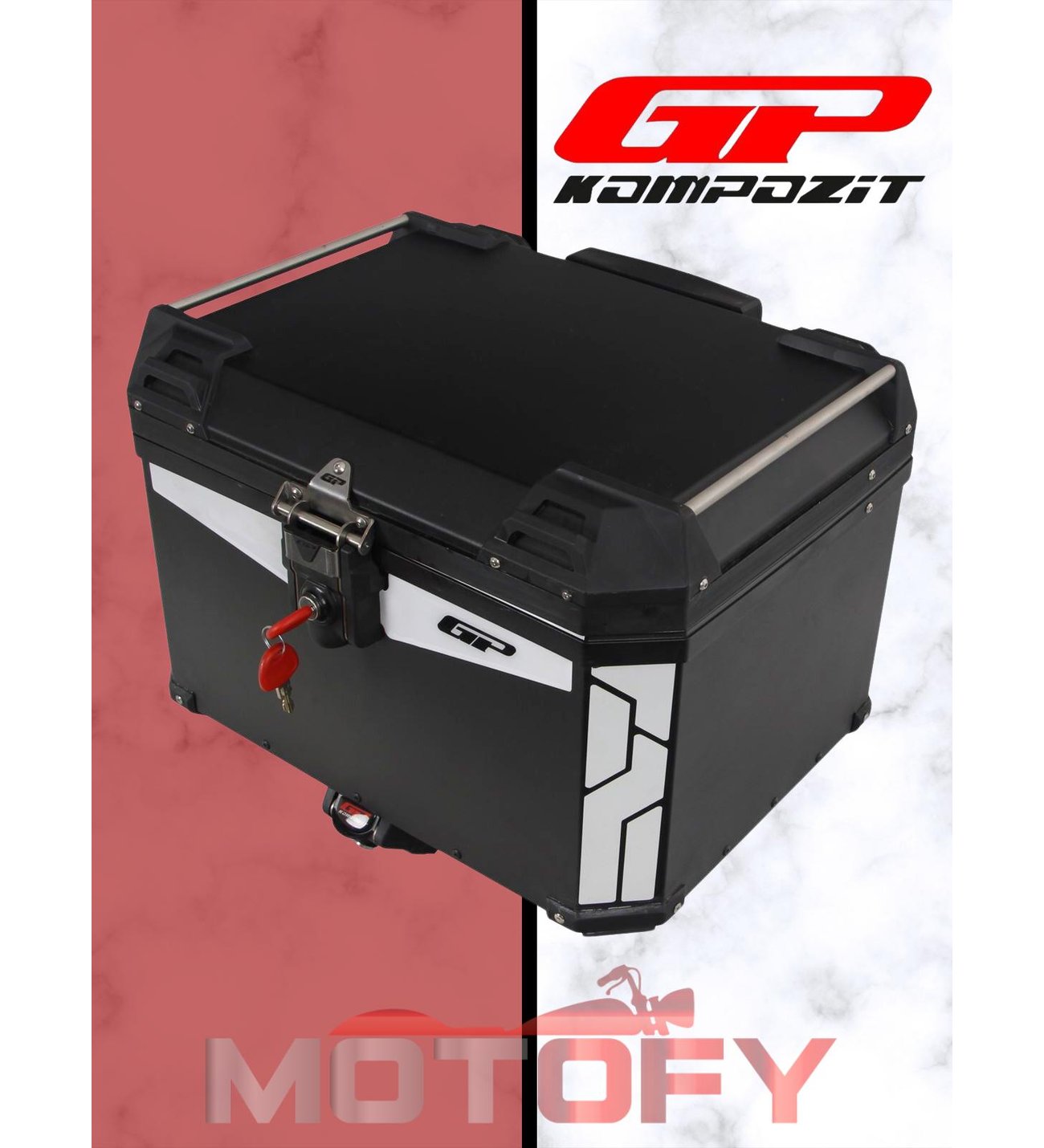 GP Kompozit Universal 57 lt Alüminyum Motosiklet Çantası Siyah