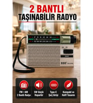 RD-331RG Şarjlı Cep Radyosu FM/AM 2 Bant Type-C Şarjlı Kulaklıklı 2xAA Pil Destekli