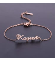 Gökdeniz 925 Mini Kalp Detaylı Kayrens Yazılı Hediyelik Kadın Rose 925 Ayar Gümüş  Bileklik