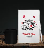 Sevgililer Gününe Özel Defter Kalem & Siyah Varil Kupa Hediye Seti 7