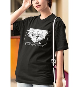 Anime Hunter x Hunter Killua Face Tişört (Siyah)