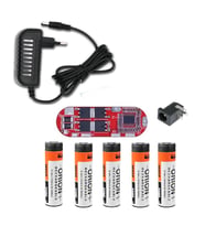 5 Adet Orion Li-ion Pil, 5S 25A BMS, 21 Volt 1 Amper Adaptör ve 5,5x2,5 Dişi Soket