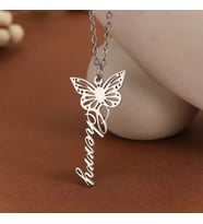 Kişiye Özel Dikey Kelebek Model İsim Kolye 925K Gümüş