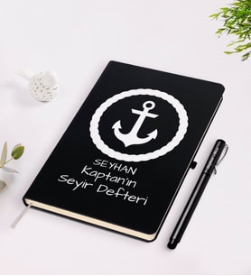 BK Gift Kişiye Özel İsimli Siyah Seyir Defteri ve Kalem Seti-1