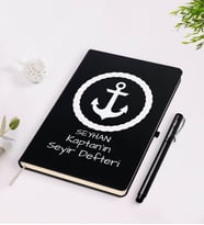 BK Gift Kişiye Özel İsimli Siyah Seyir Defteri ve Kalem Seti-1