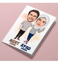 Kişiye Özel Sen ve Ben Aşık Çiftler Karikatürlü Tebrik Kartı
