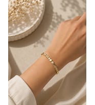Gold Zirkon Taş Detaylı Yuvarlak Plaka Kadın Bileklik Minimal Şık Zincir Bileklik