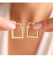 Altın Halka Küpe İtaly Square