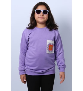 KIZ ÇOCUK SWEAT RİBANALI CEPLİ C43 (Lila)
