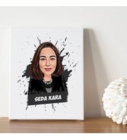 Kadına Hediyelik Karikatürlü Kanvas