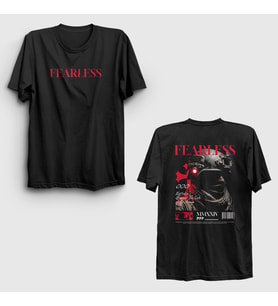 Presmono Unisex Siyah Fearless Soldier Sırt Baskılı T-Shirt 548593tt