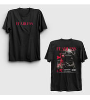 Presmono Unisex Siyah Fearless Soldier Sırt Baskılı T-Shirt 548593tt