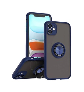 Newface Apple iPhone 11 Kılıf Montreal Yüzüklü Silikon Kapak - Lacivert