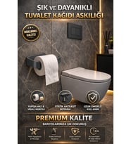 Antrasit Yapışkanlı Lüks Tasarım Lamalı Tuvalet Kağıtlığı Hem Yapışkanlı Hem Montajlı Ürün