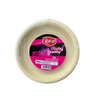 Roll-Up Kullan At Renkli Krem Renk Parti Davet Plastik Tabak - 22 Cm. - 25 Adetlik Paket